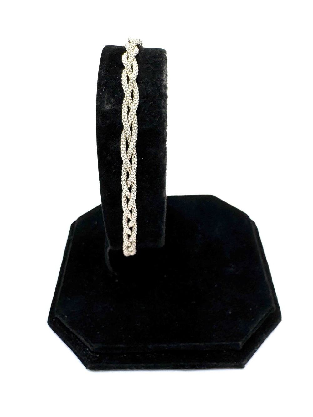 Sterling Silver Braided Rope Chain Triple Strand Bracelet 7 1/2”